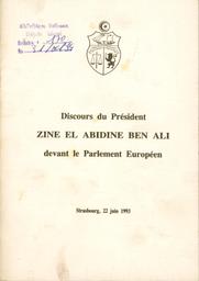 Discours du Président Zine El Abidine Ben Ali devant le Parlement européen, Strasbourg, 22 juin 1993 | Ben Ali, Zine El Abidine (1936-). 070. 070