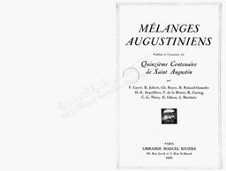 Mélanges augustiniens | Cayré, F. A. A