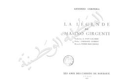 Antonio Corpora. La Légende de Masino Girgenti | Corpora, Antonio