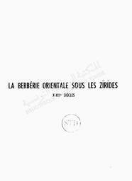 La Berbérie orientale sous les Zirides Xe-XIIe siècles | Idris, Hady Roger. 070