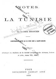 Notes sur la Tunisie | Bégouen, Henri - comte