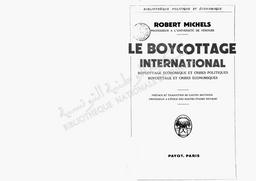 Robert Michels. Le Boycottage international | Michels, Robert