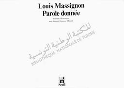Parole donnée | Massignon, Louis (1883-1962). 070