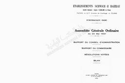 Assemblée générale ordinaire du 23 Mai 1931 | Etablissements Schwich et Baizeau