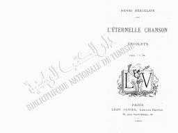 l'Eternelle chanson, triolets | Beauclair, Henri