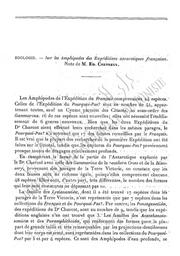Zoologie. Sur les amphipodes des expéditions antarctiques français | Chevreux, Ed