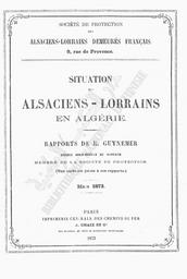 Situation des alsaciens-Lorrains en Algérie | Guynemer