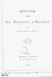 Etude sur le Papyrus d'Orbiney | Groff, William N