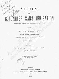Culture de cotonnier sans irrigation | Guillochon, L