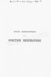 Etude radioscopique de la fonction respiratoire | Vannier, Léon - Docteur