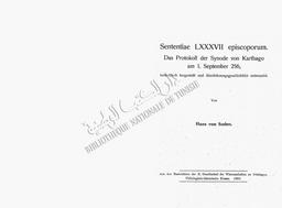 Sententiae LXXXVII episcoporum | Soden, Hans von