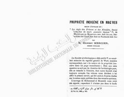 La Propriété indigène en Magreb | Mercier, Ernest - Interprète d'arabe