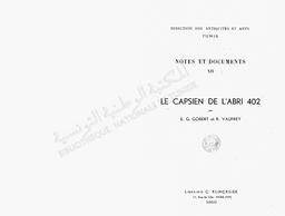 Direction des antiquités et arts. Tunis. Le Capsien de l'Abri 402 | Gobert, Ernest-Gustave