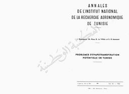 J. Damagnez, Ch. Riou, O. de Villéle et S. El Ammami. Problèmes d'évapotranspiration potentielle en Tunisie | Damagnez, J