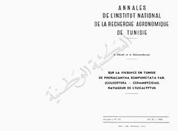 E. Biliotti et A. Schoenenberger. Sur la présence en Tunisie de phoracantha semipunctata fab ( coleoptera-cerambycidae) Ravageur de L'eucalyptus | Biliotti, E
