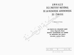 P. Delanoue et F. Soria. Les Fruits de L'oranger amer (citrus bigaradia risso) | Delanoue, P