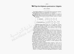 Sur l'âge des éléphants quaternaires d'Algérie | Joleaud, Léonce