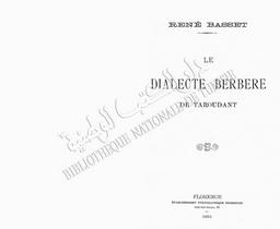 Le Dialecte berbère de Taroudant | Basset, René