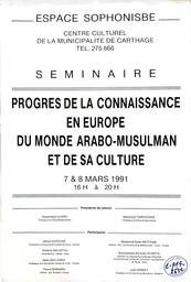 Progres de la connaissance en europe du monde arabo-musulman et de sa culture | Charfi, Abdelmajid